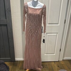Adrianna Papell | Dresses | Adrianna Papell Gold Sequin Gown Square Neck  From Macys Nwt | Poshmark